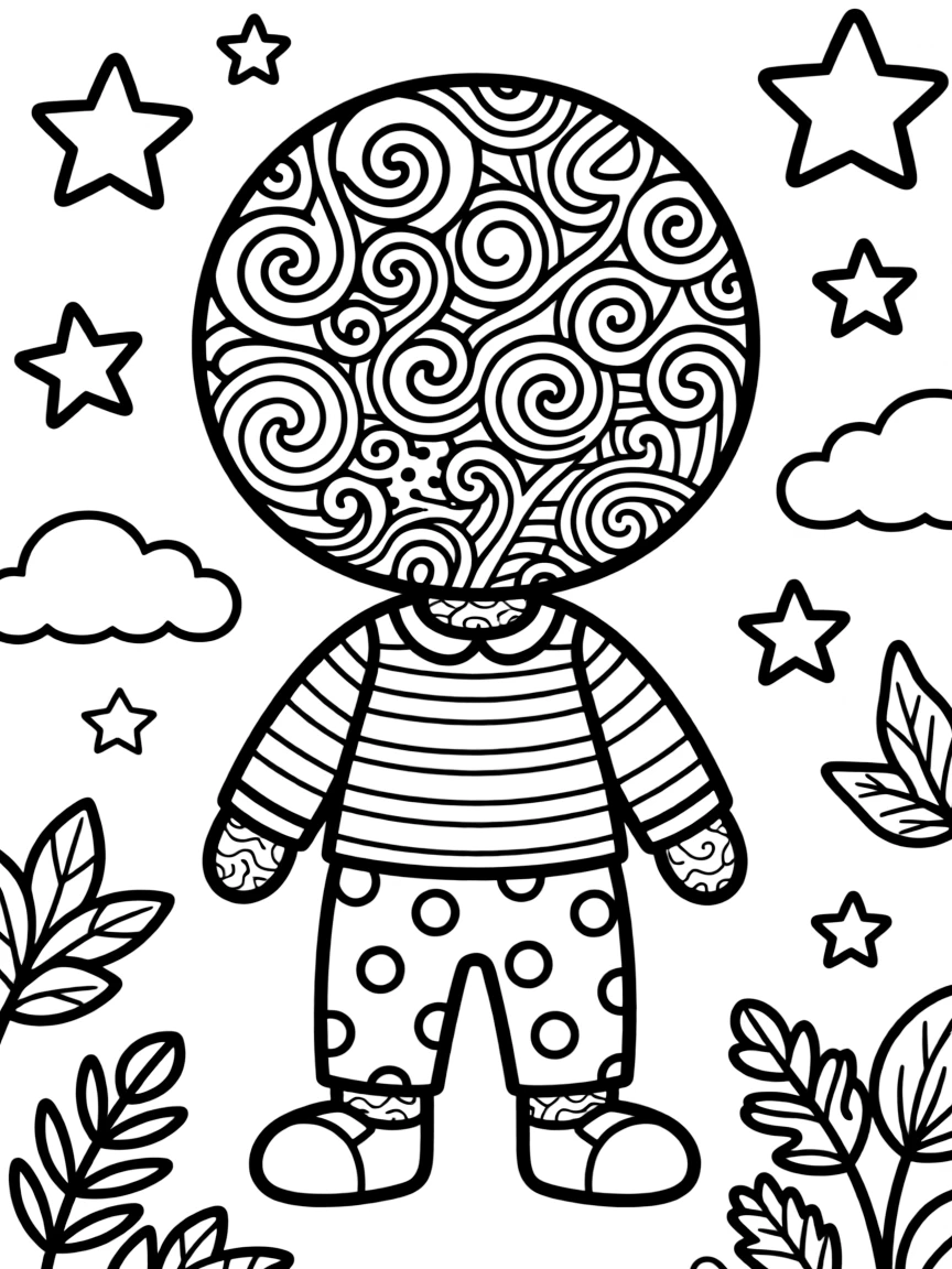 Ambiguous figure zentangle that can be viewed multiple ways