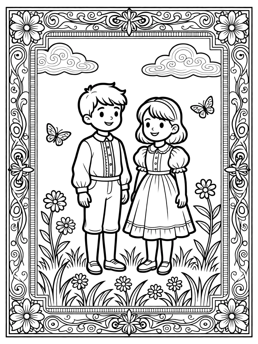 Victorian inspired ornate border with detailed pattern infills