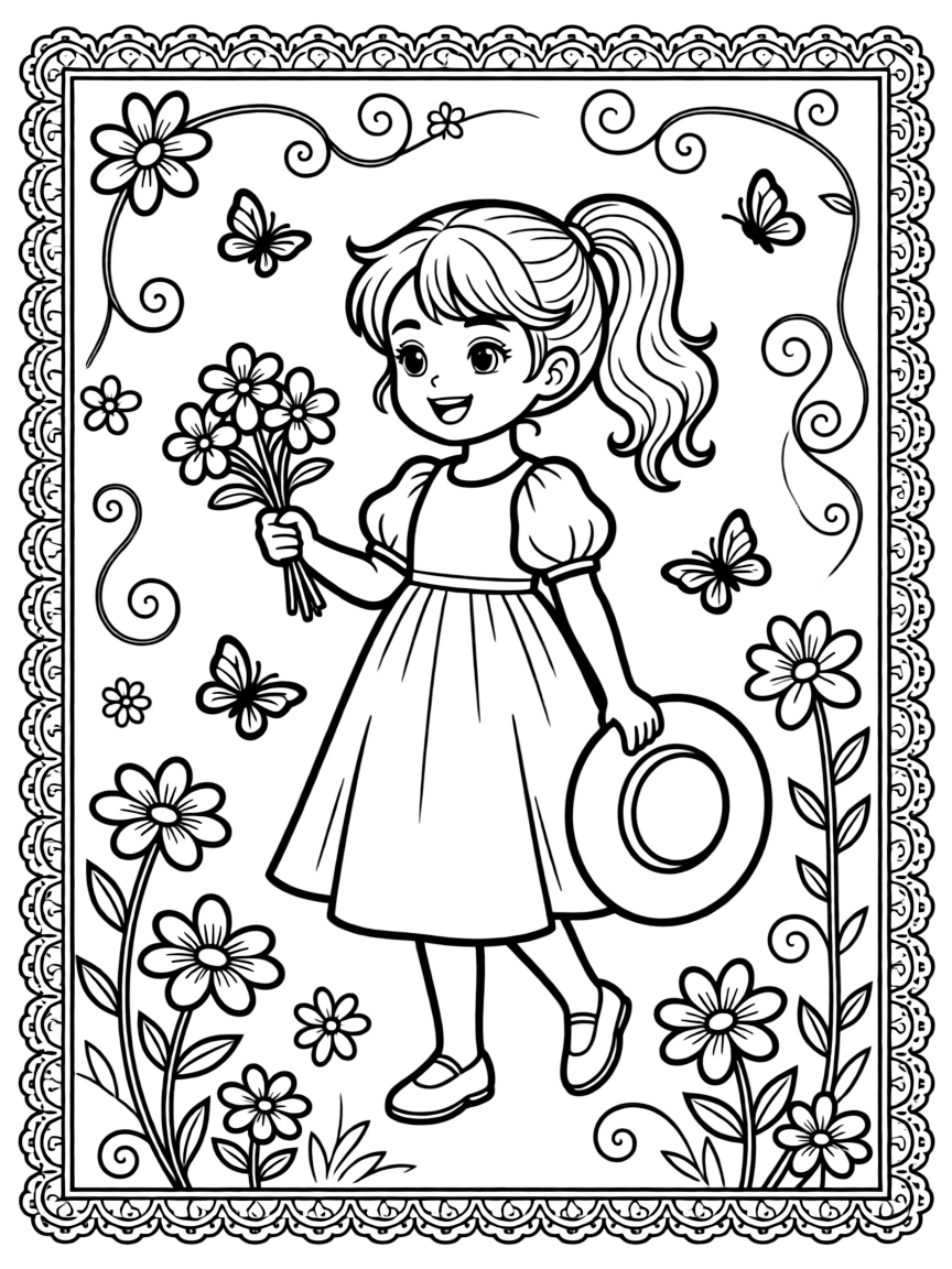 Lace-like delicate border with negative space emphasis