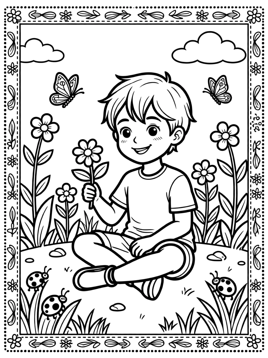 Textile inspired border with embroidery-like pattern details