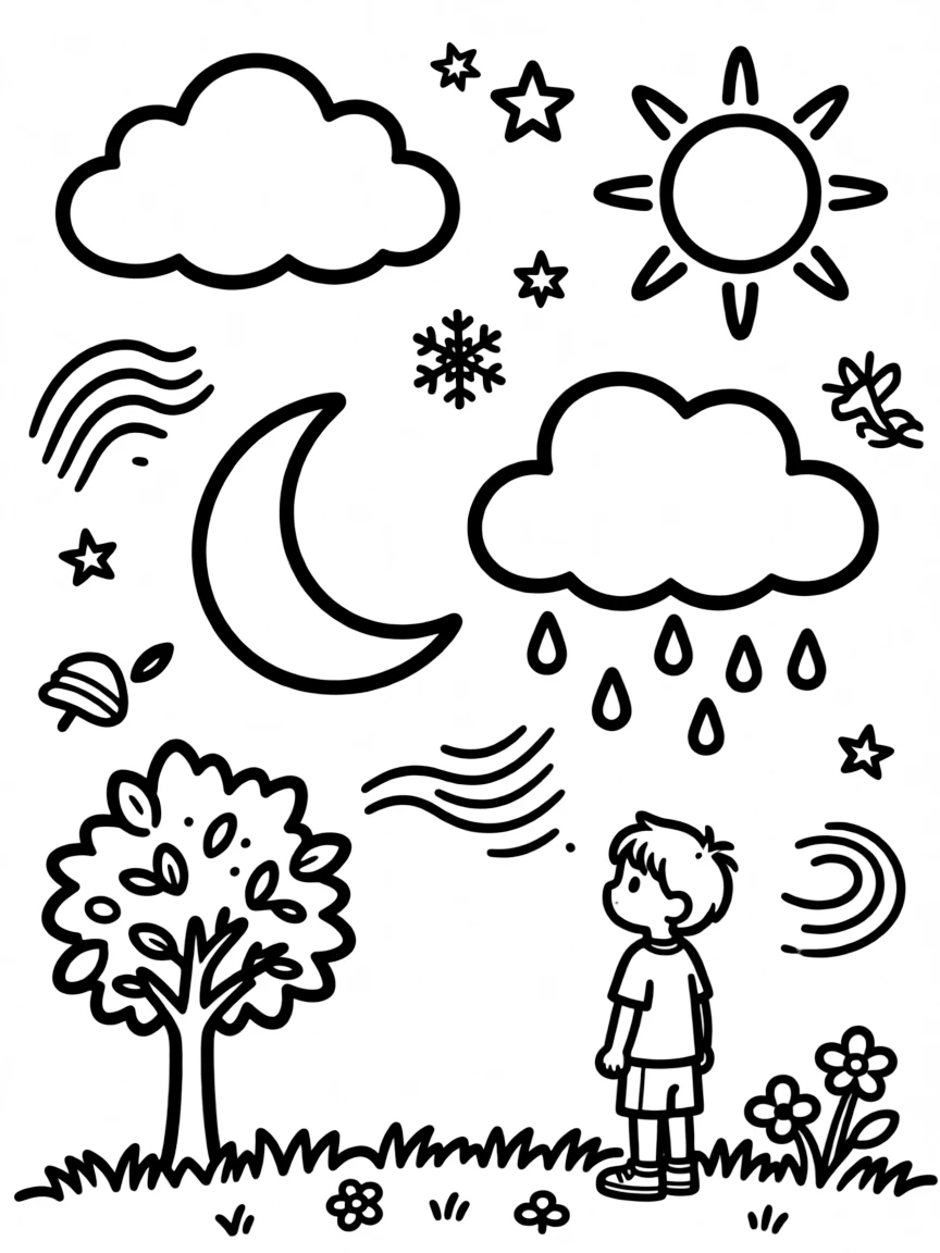 Weather symbol forms with atmospheric pattern elements