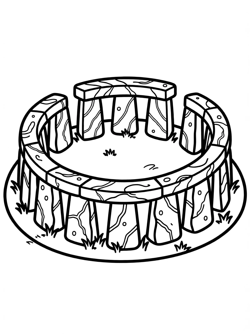 Stonehenge-inspired circle with detailed rock patterns