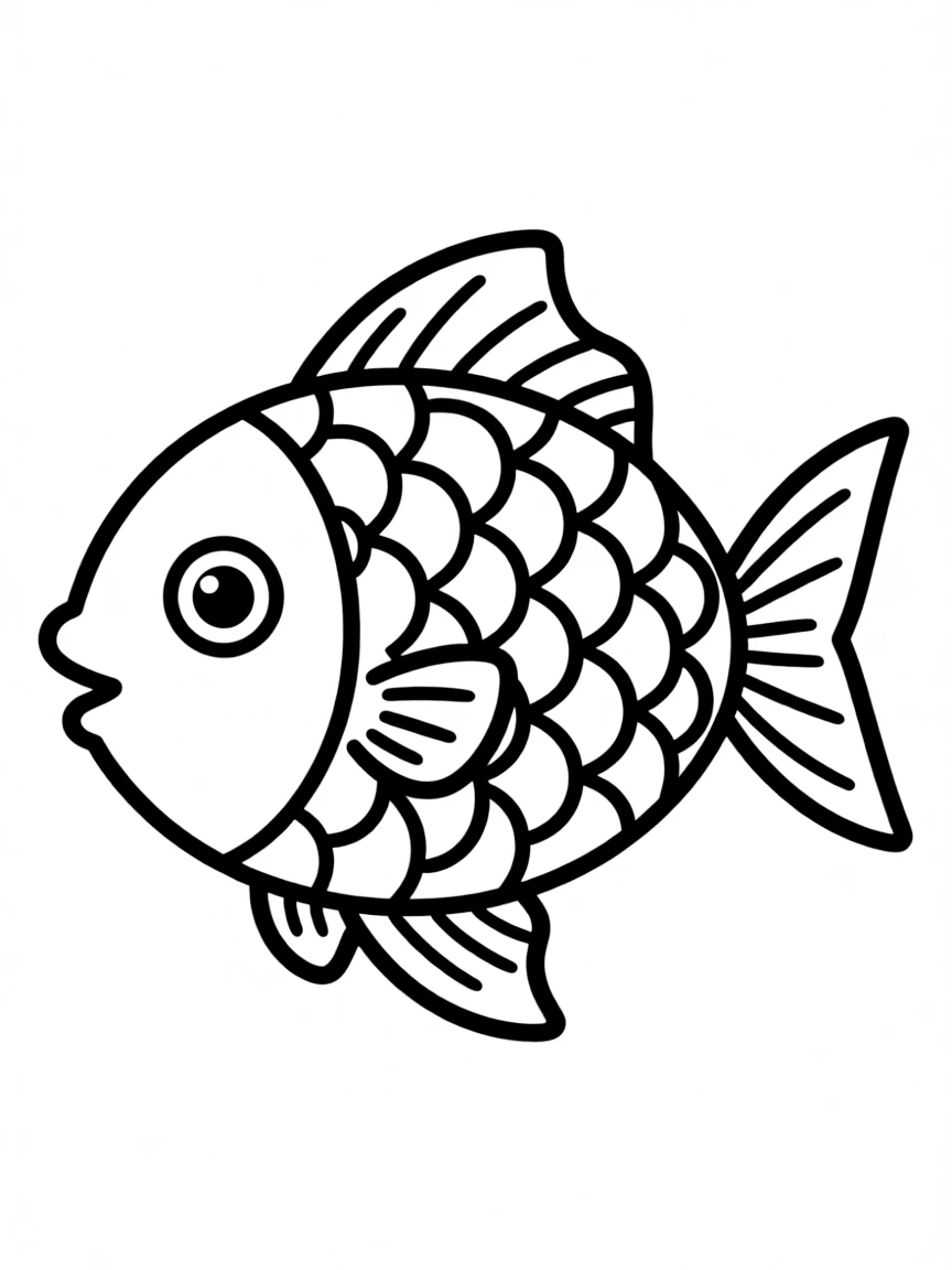 Abstract fish with scale pattern and fin details