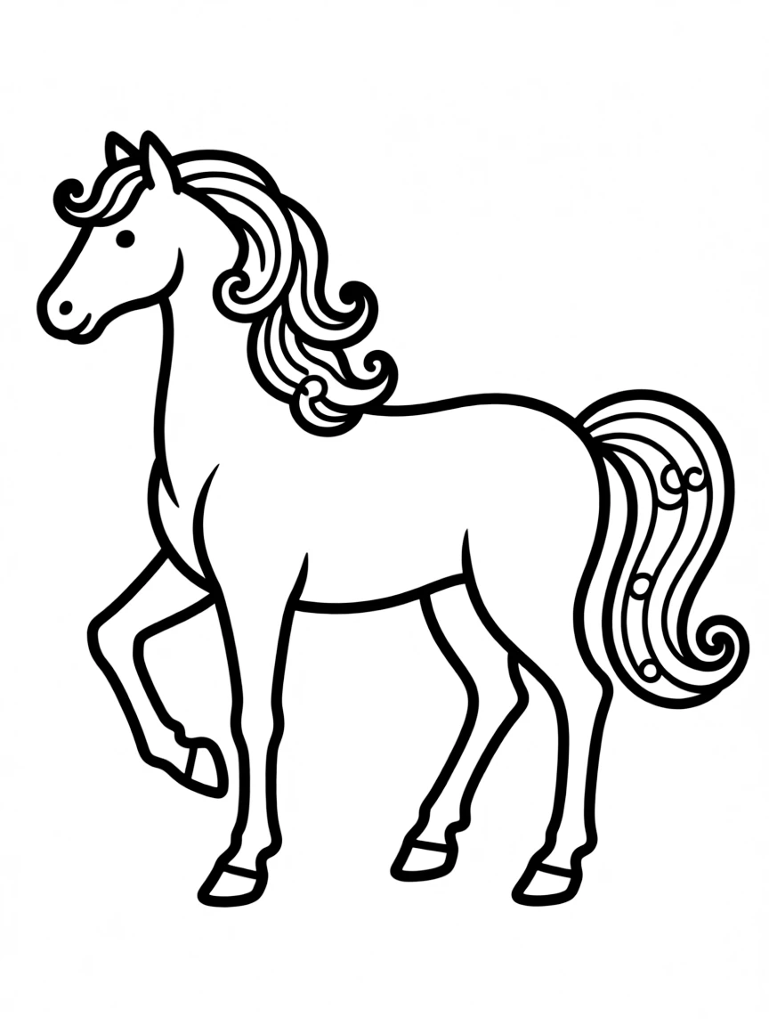 Abstract horse with flowing mane and tail patterns
