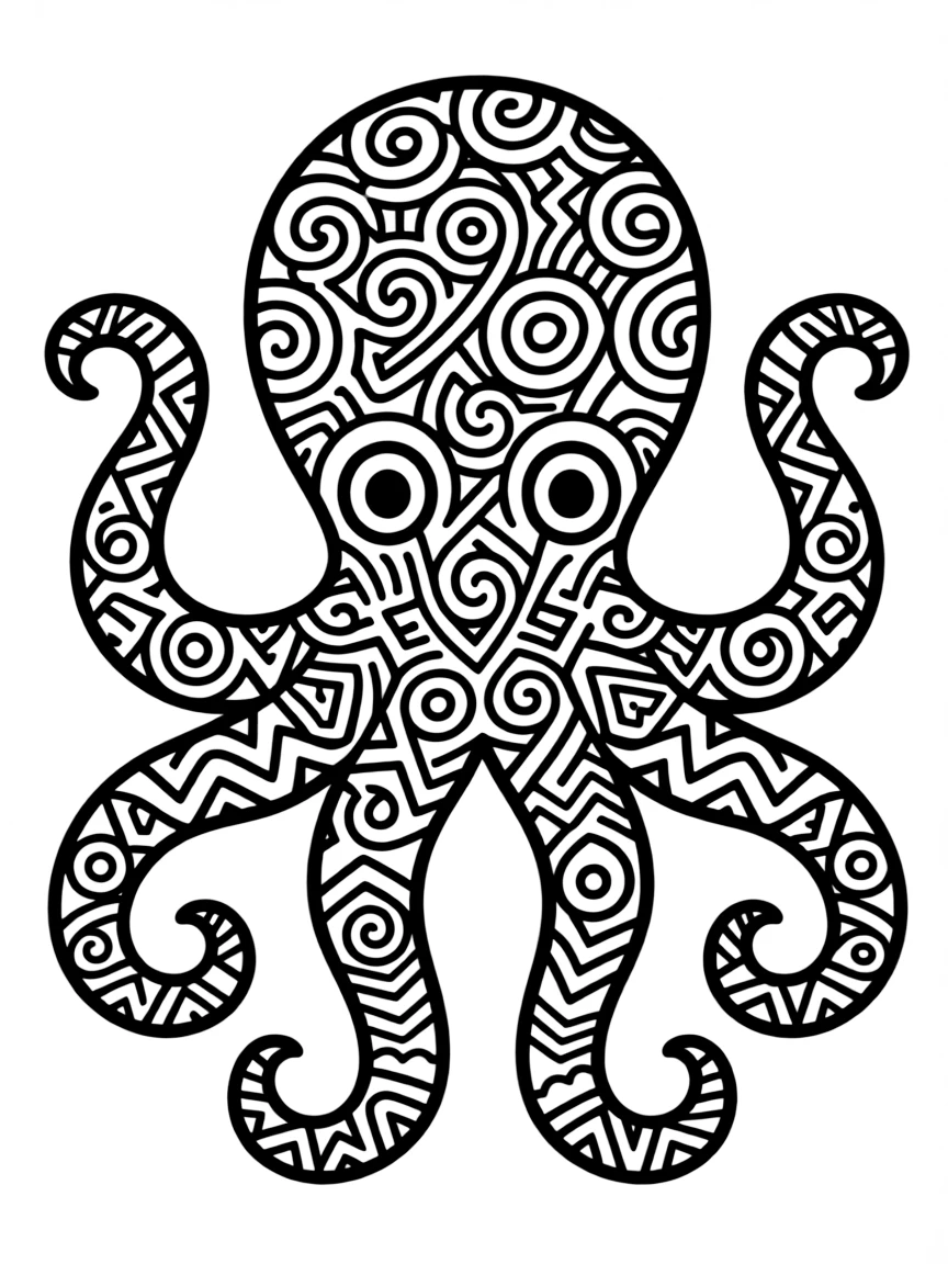 Abstract octopus with tentacle pattern details