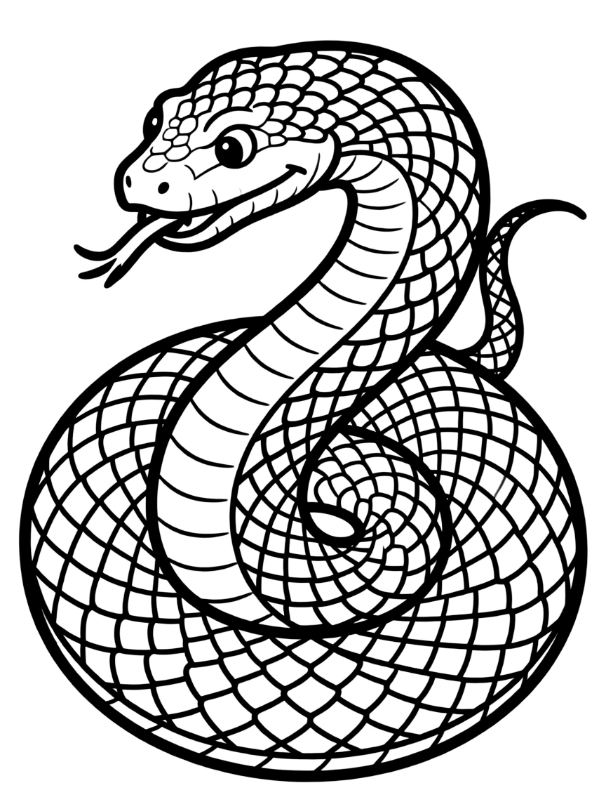 Pattern snake coiled with scale detail work