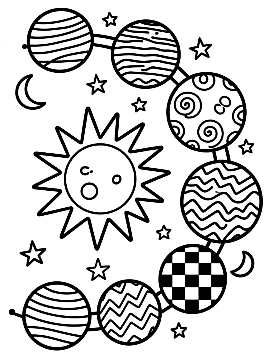 Solar system with unique pattern work for each planet