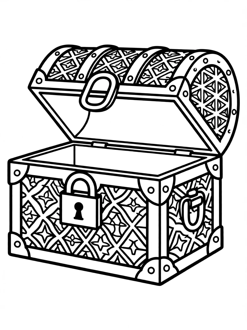 Pattern treasure chest with lock and hinge details