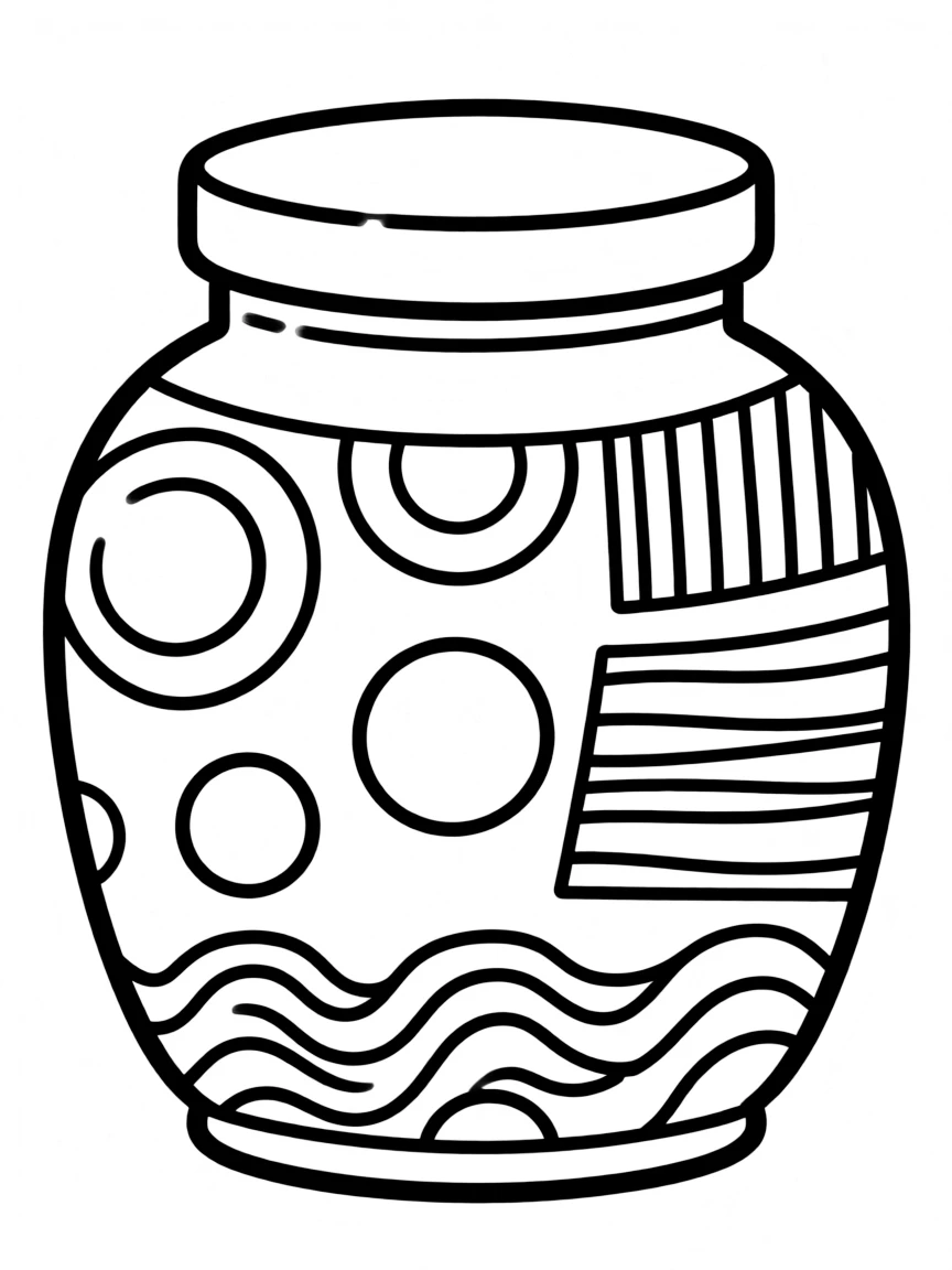 Abstract jar with lid and label pattern areas