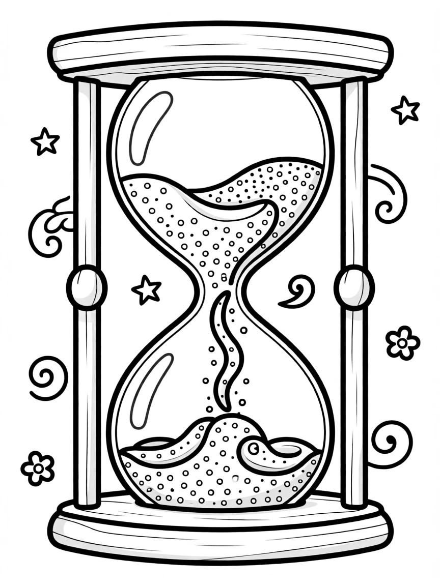 Pattern hourglass with sand flow detail elements