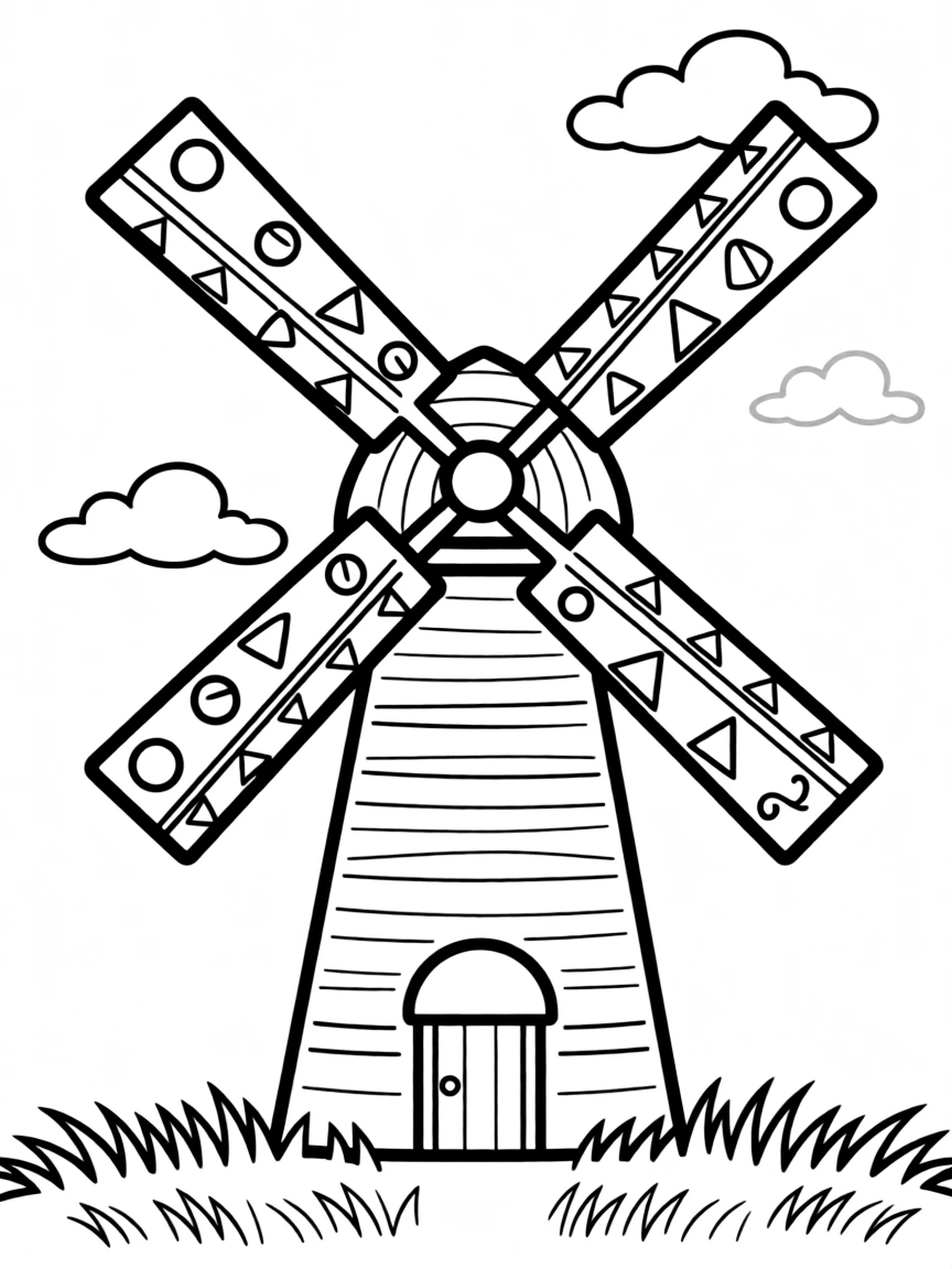Abstract windmill with blade and tower detail work