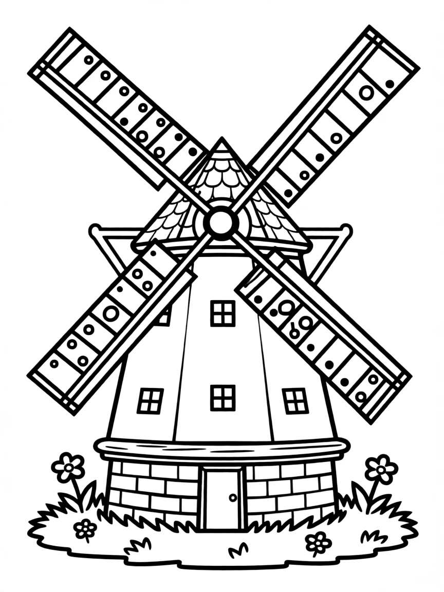 Pattern windmill with sail and base detail work