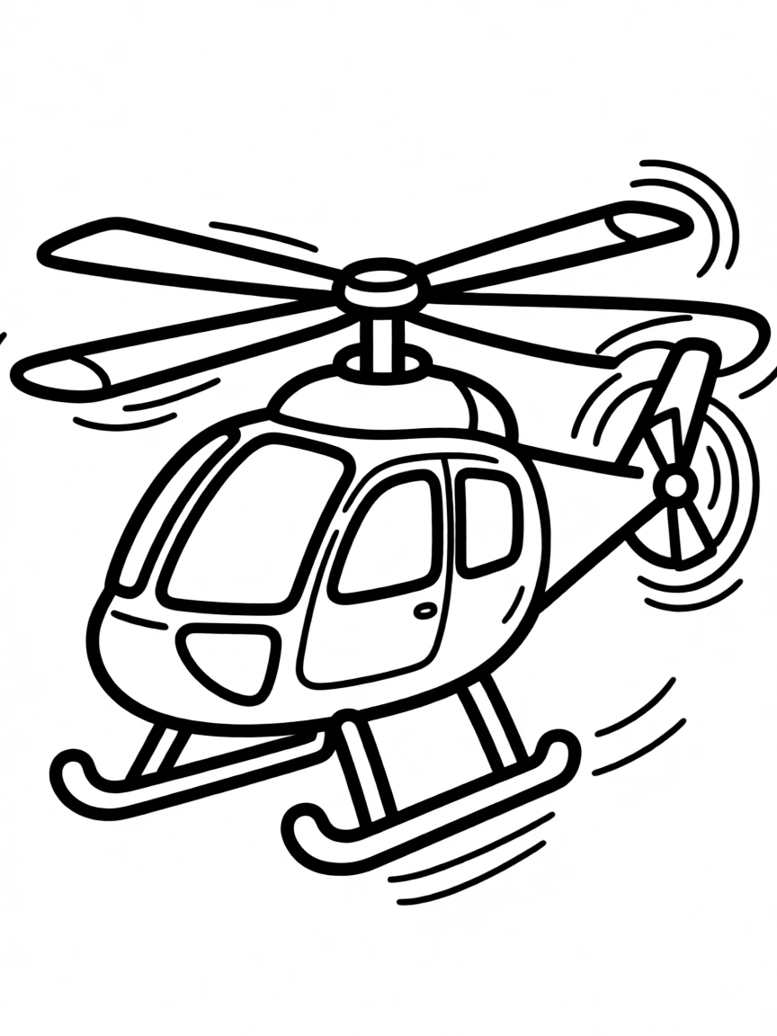 Abstract helicopter with rotor and skid details