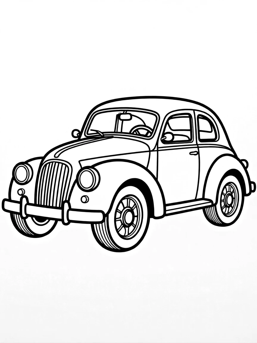 Pattern vintage car with wheel and body elements