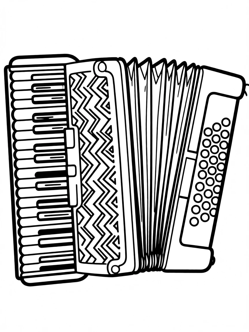 Pattern accordion with button and bellows elements
