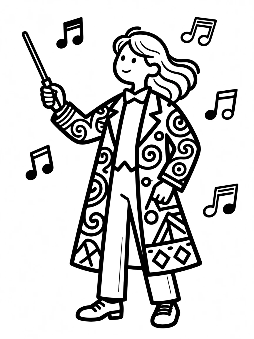 Abstract conductor with baton and coat patterns