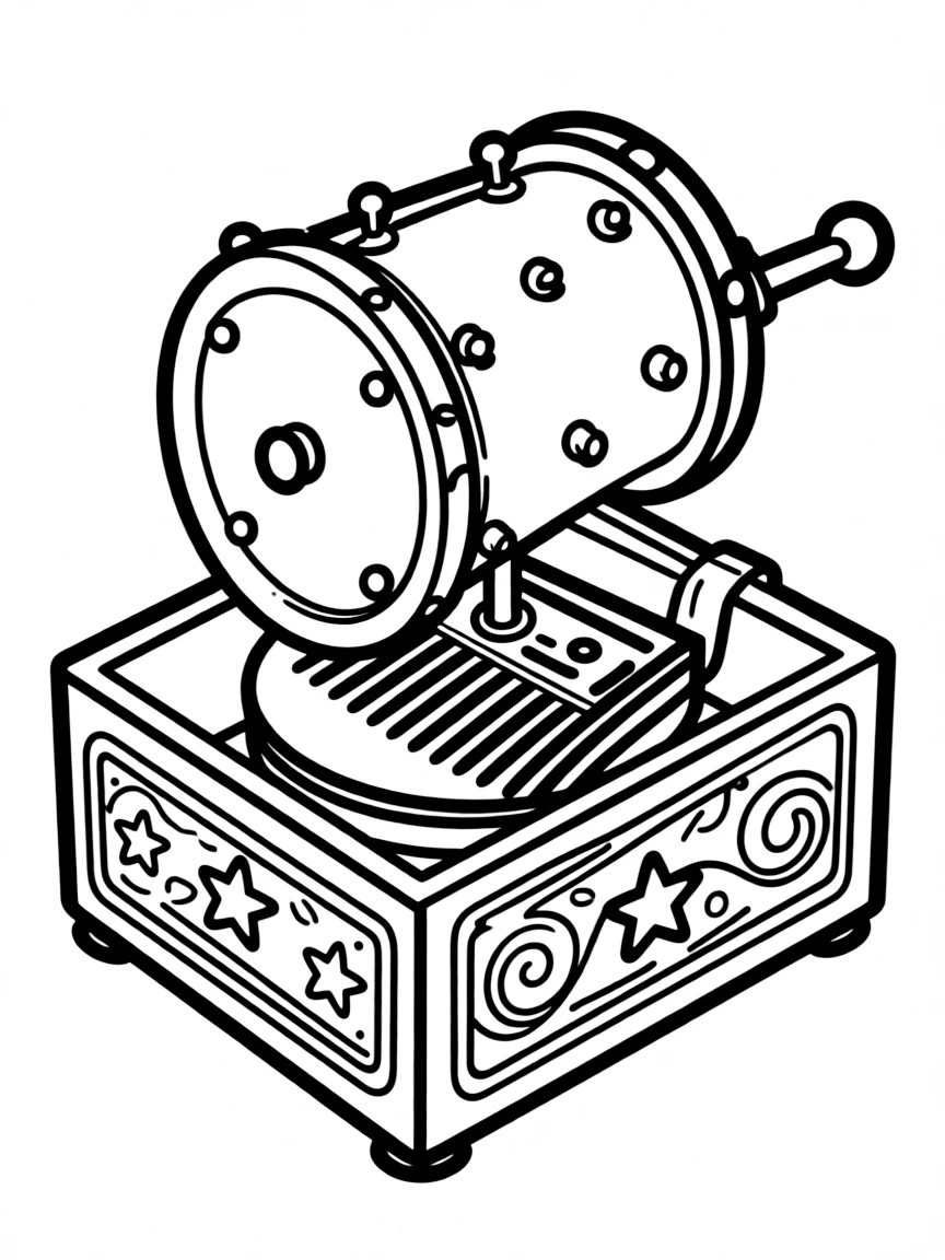 Pattern music box with cylinder and comb details