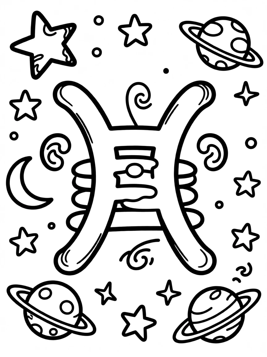 Zentangle zodiac symbols with astrological patterns
