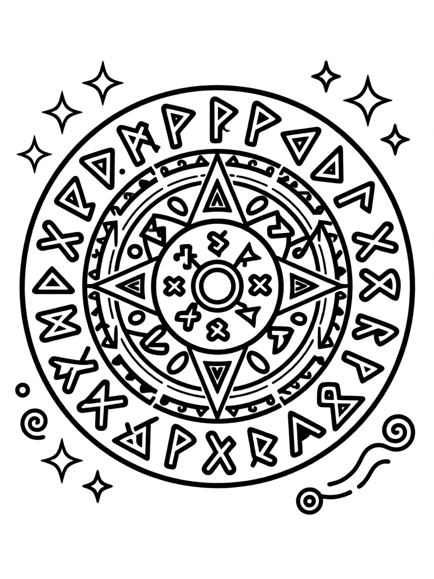 Pattern ancient runes with mystical detail work