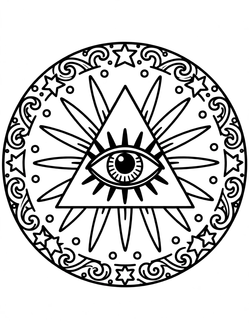 Pattern eye of providence with ray and detail elements