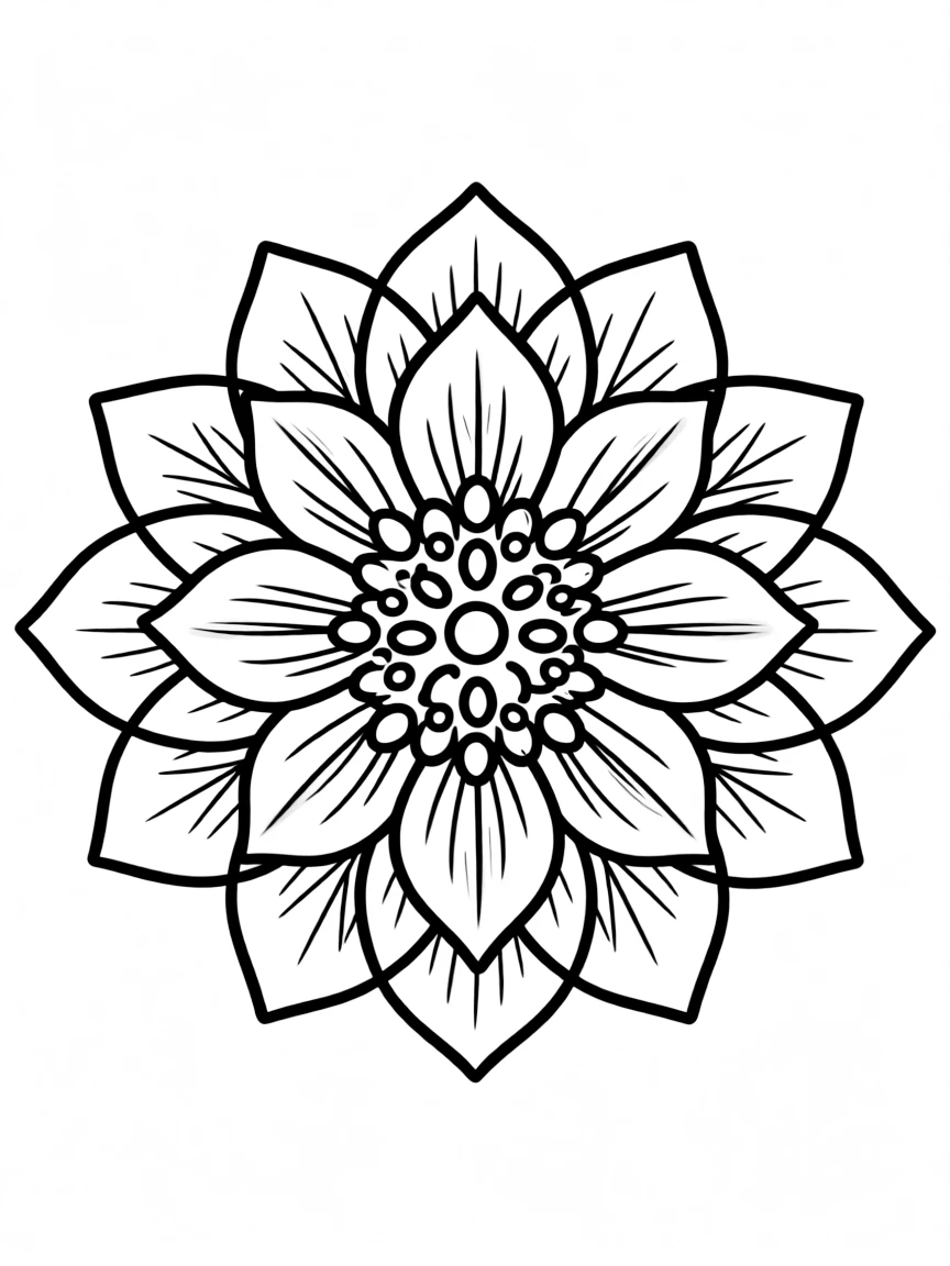Pattern lotus flower with petal and center elements