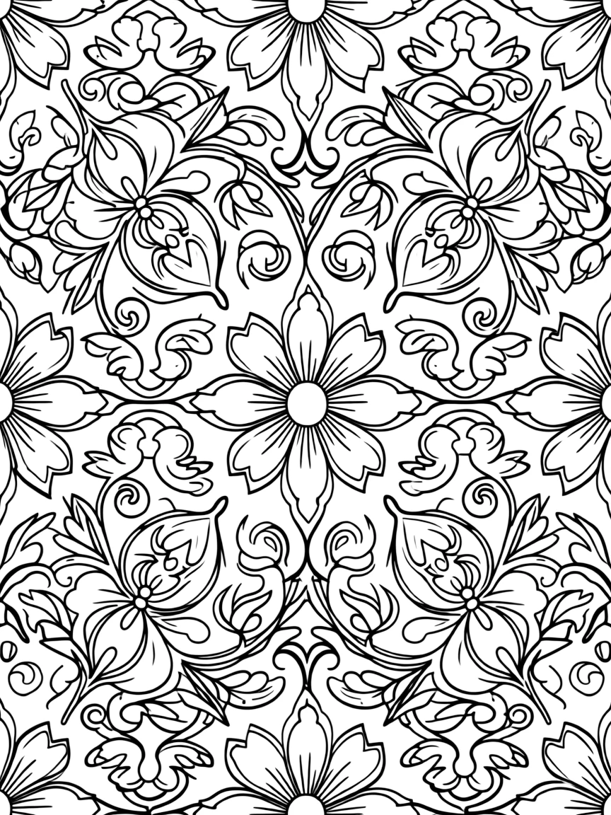 Zentangle Turkish iznik pattern with floral details