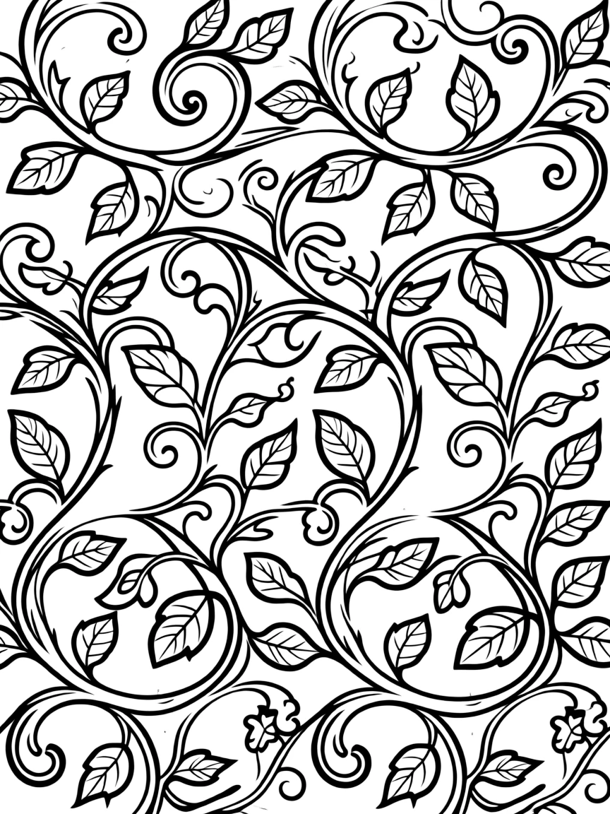 Pattern vine with tendril and leaf detail elements