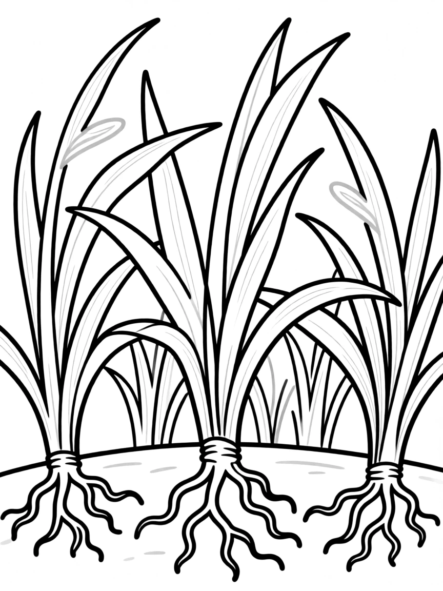 Abstract grass with blade and root pattern details