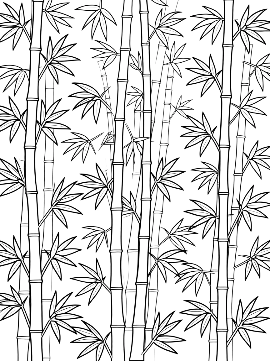 Pattern bamboo grove with stalk and leaf elements