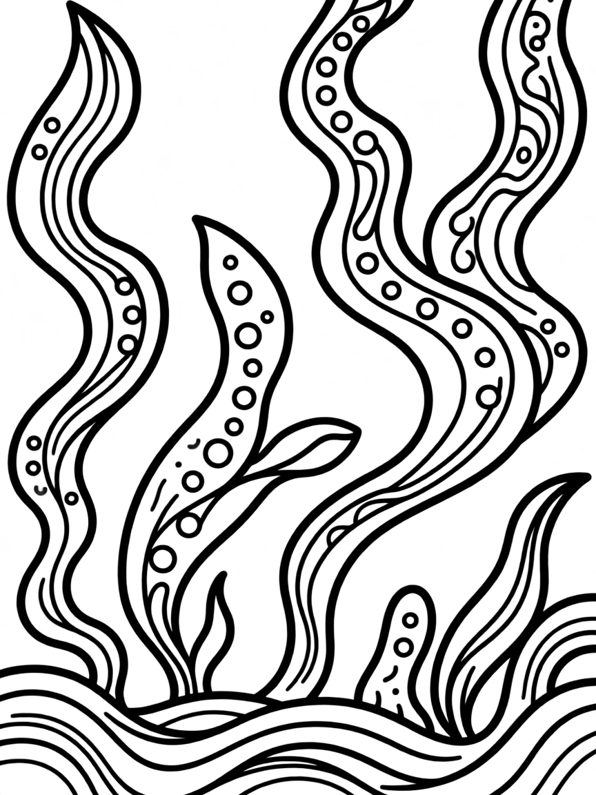 Abstract seaweed forms with fluid pattern elements