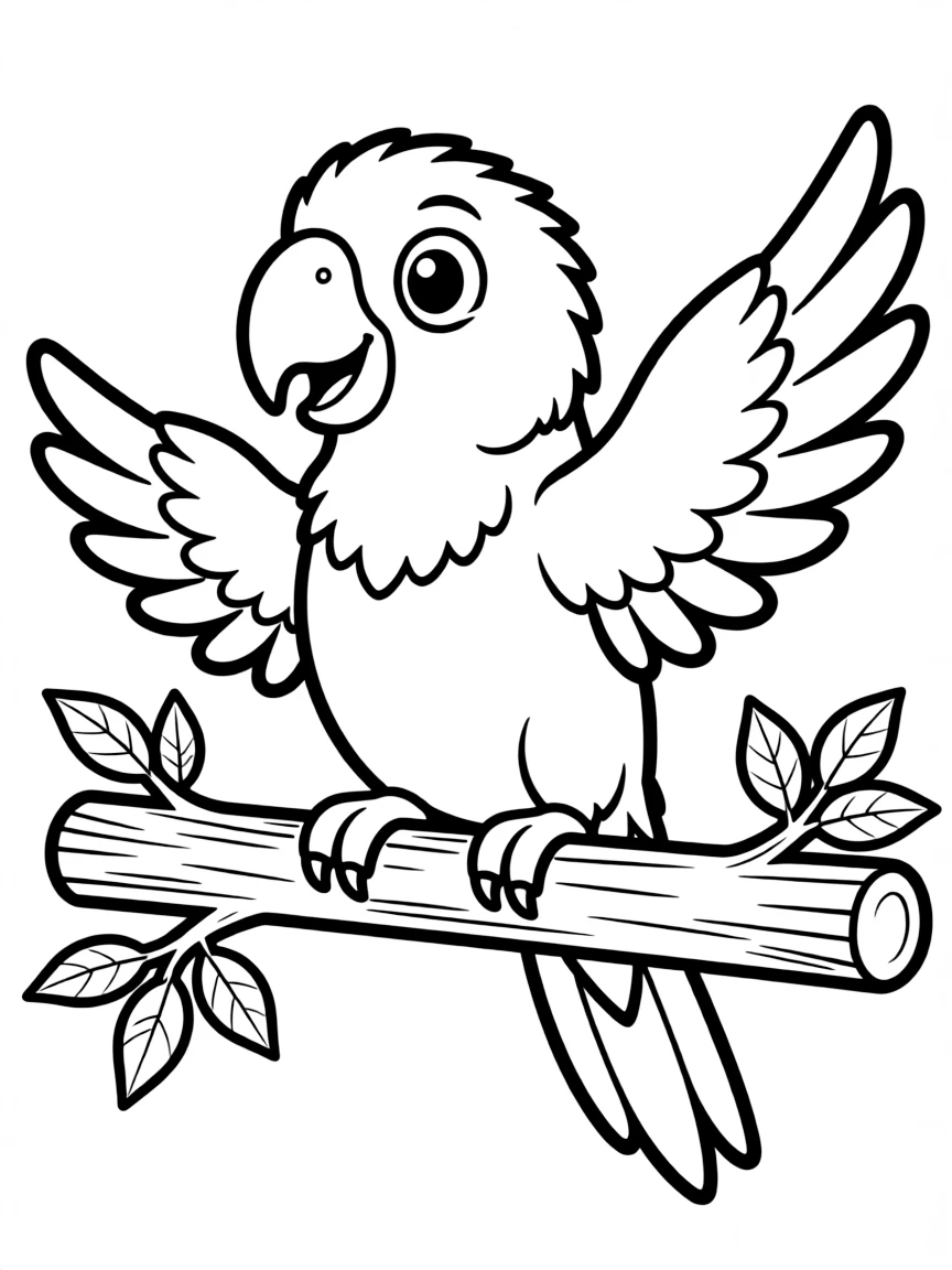A parrot sitting on a perch, mimicking words.