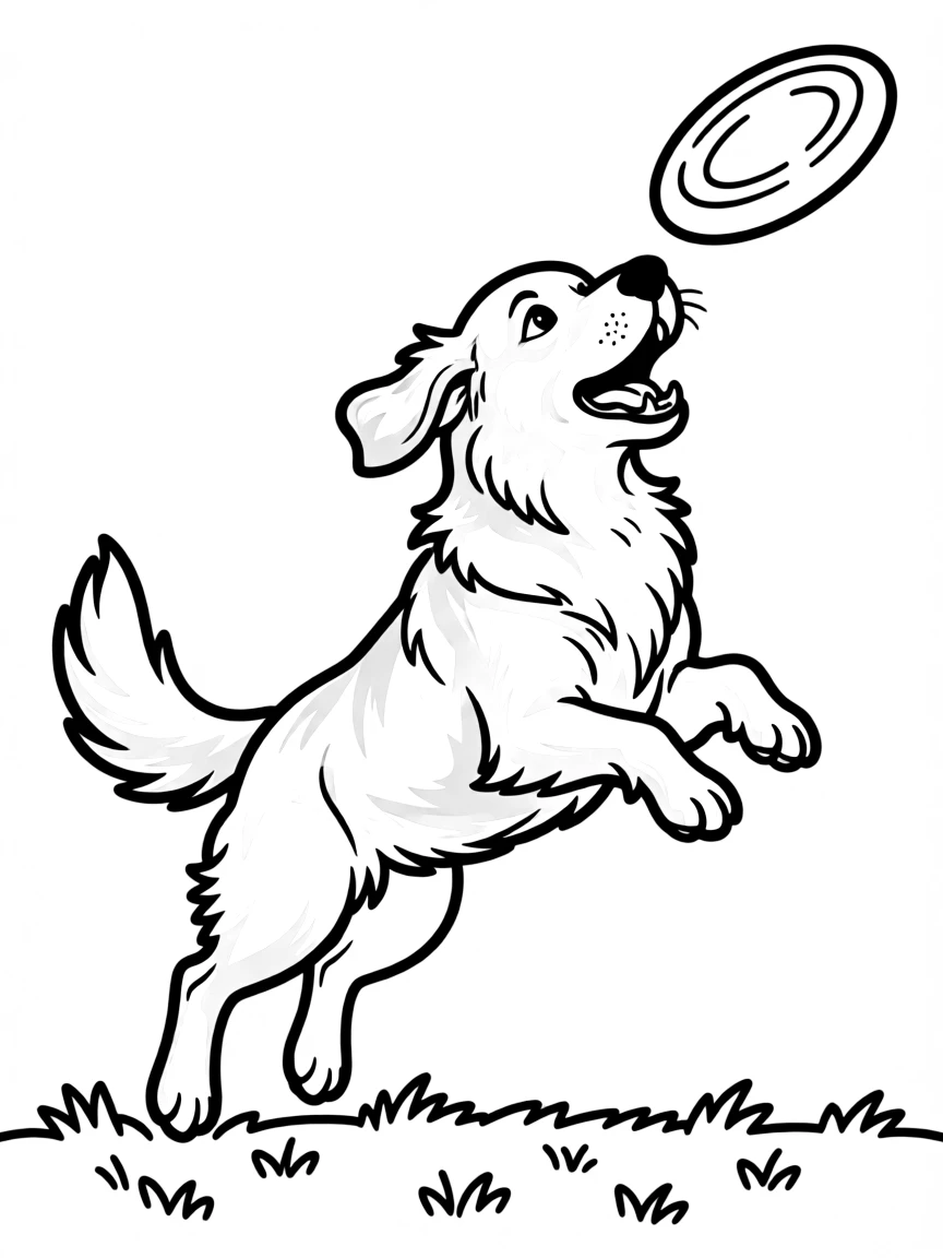 A golden retriever catching a frisbee in mid-air.