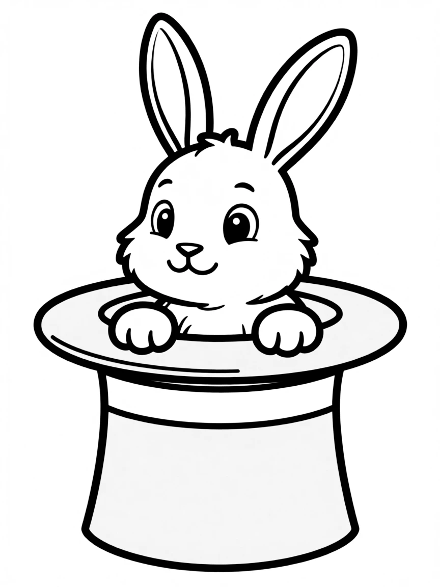 A rabbit hiding inside a magician's hat.