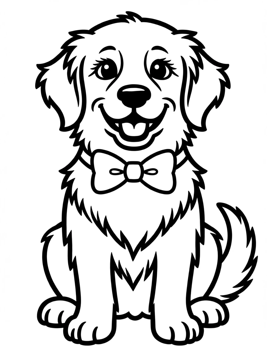 A golden retriever wearing a bowtie.