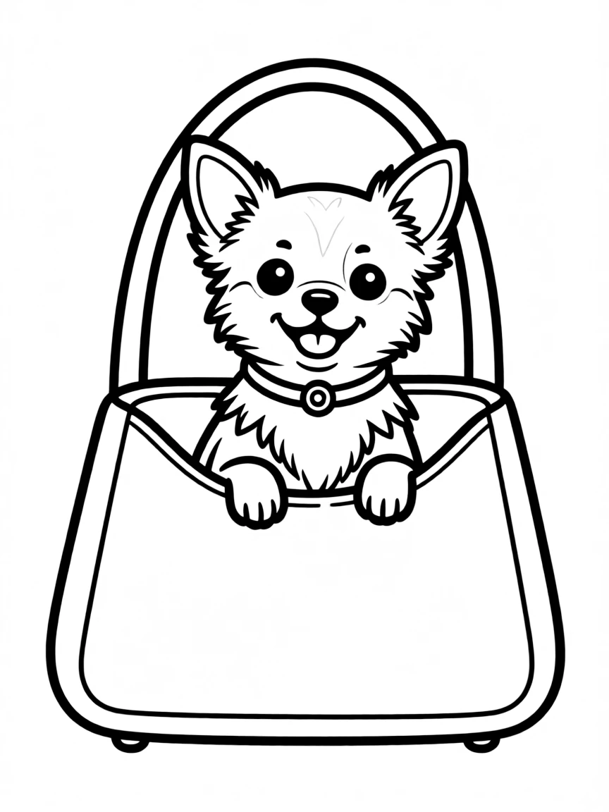 A chihuahua inside a designer handbag.