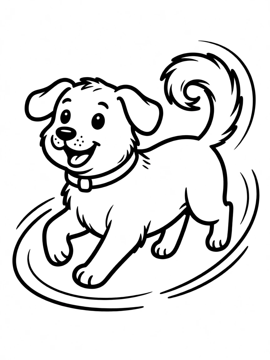 A dog chasing its own tail in circles.