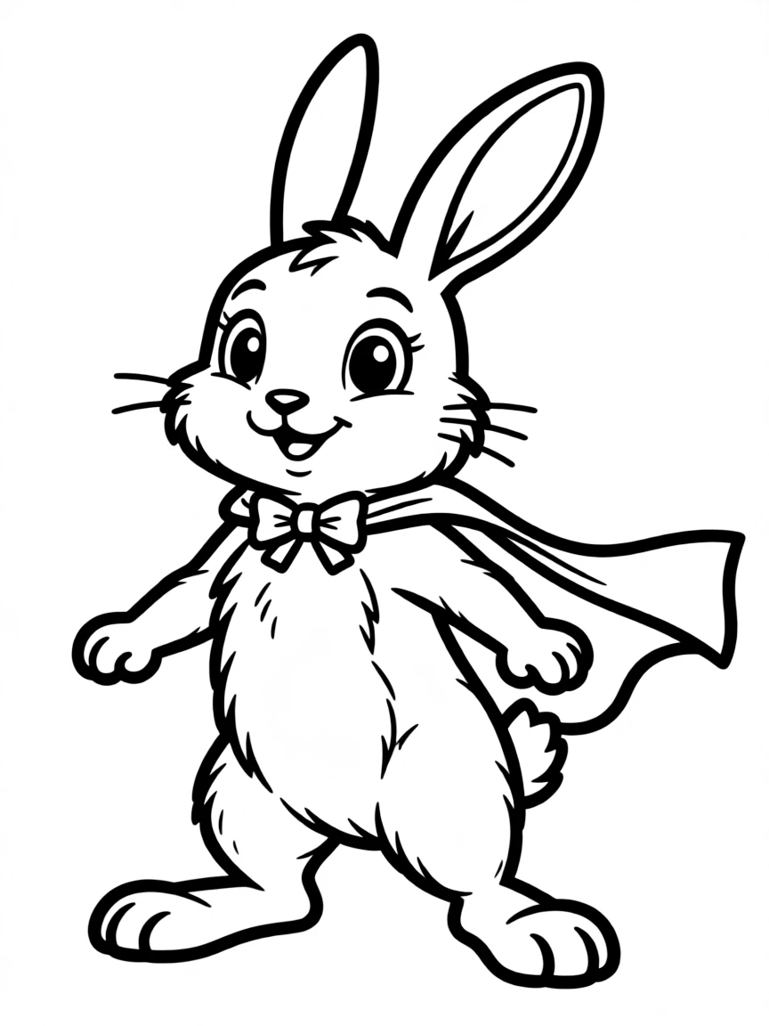 A rabbit wearing a tiny superhero cape.