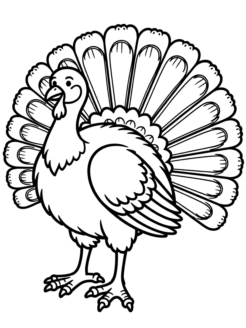 A turkey with its feathers fanned out in full display.
