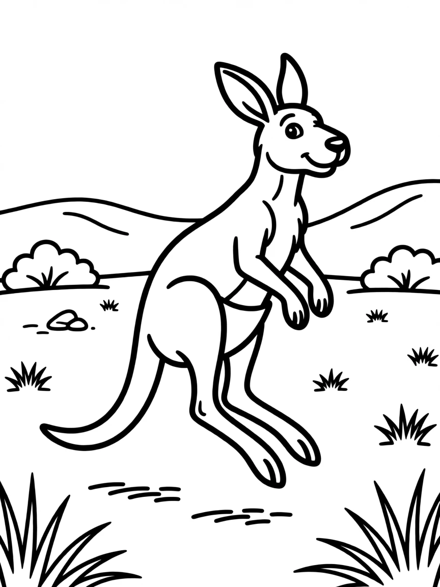 A kangaroo hopping across the Australian outback.