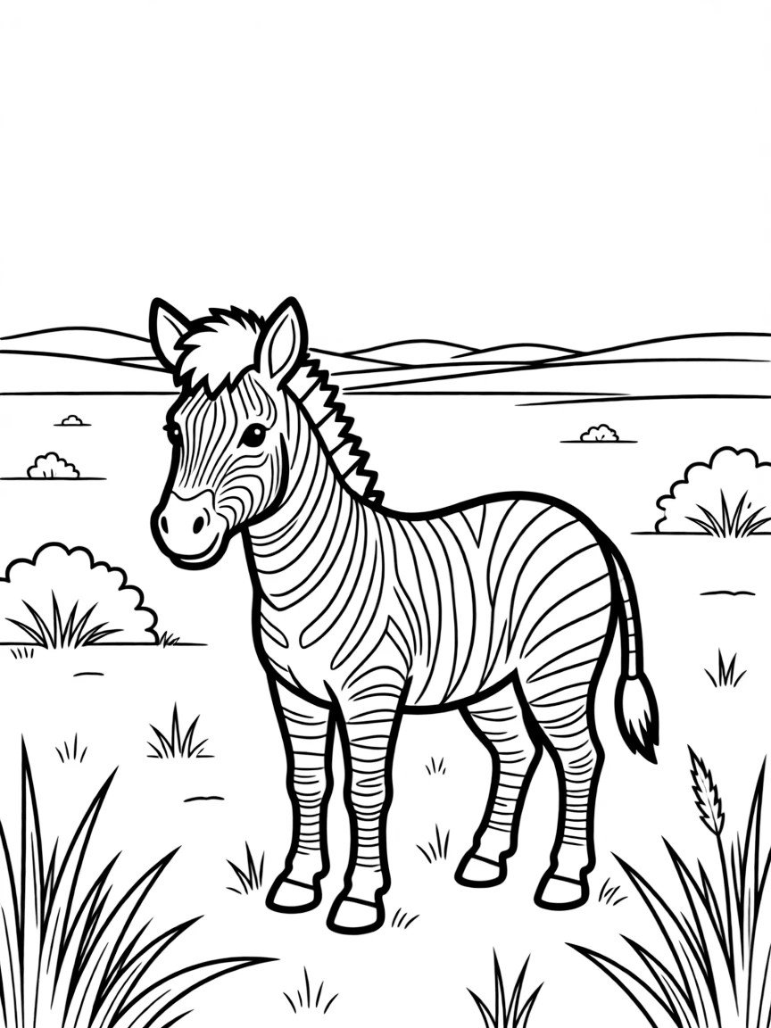 A zebra standing in a vast open plain.