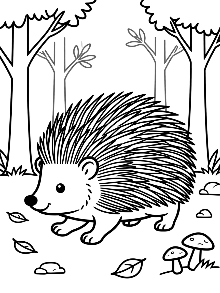 A porcupine waddling across the forest floor.