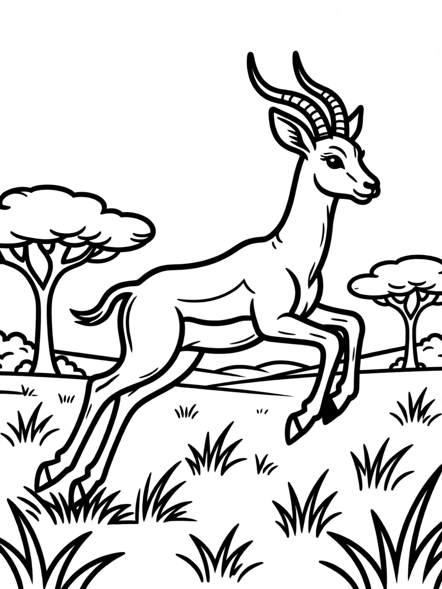 A gazelle leaping gracefully across the savannah.
