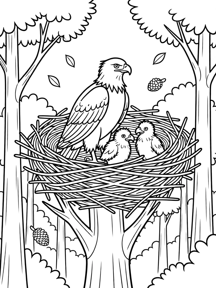 Eagle's nest high in a forest canopy