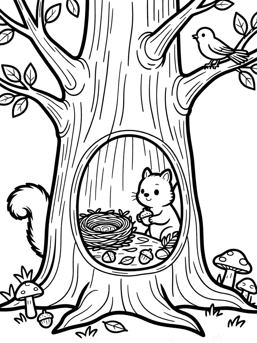 Tree hollow revealing a hidden animal home