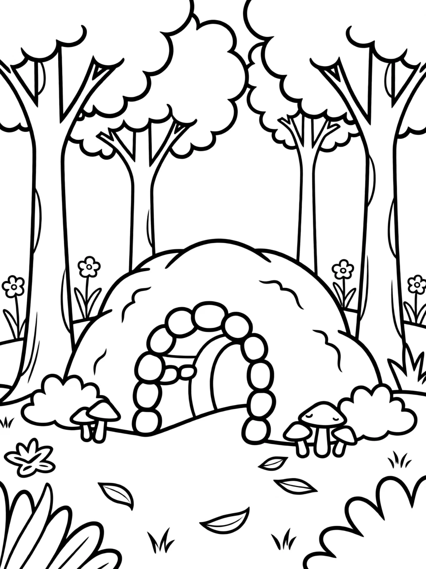 Badger sett entrance with surrounding woodland details