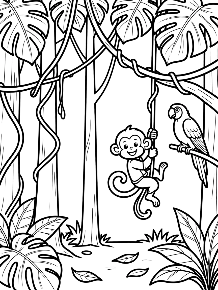 Twisted vines and lianas in a jungle setting