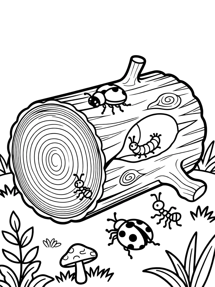 Hollow log revealing hidden forest insect life