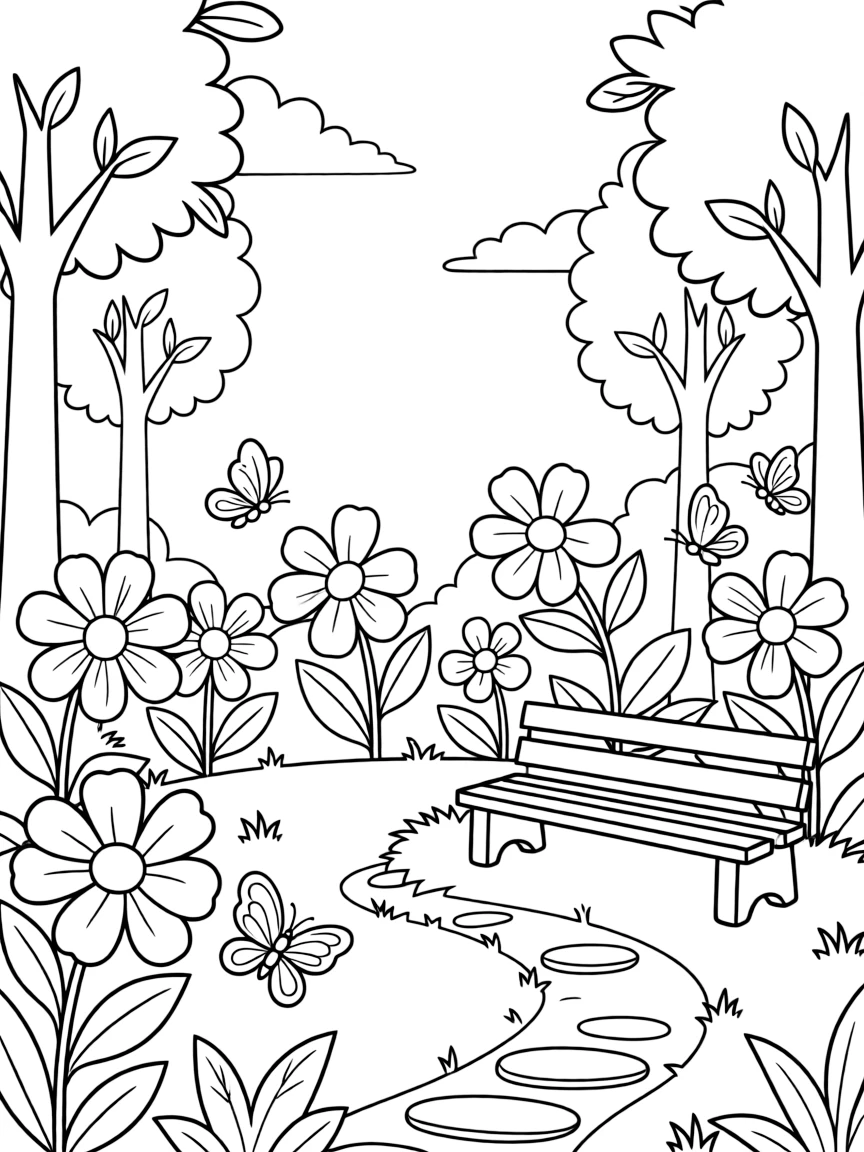 Butterfly garden in a forest clearing