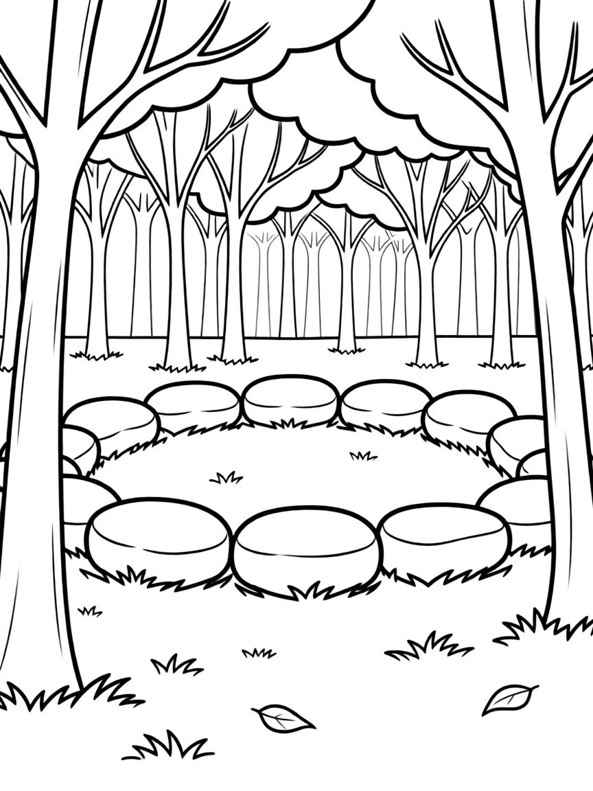 Ancient Celtic forest with stone circles among the trees