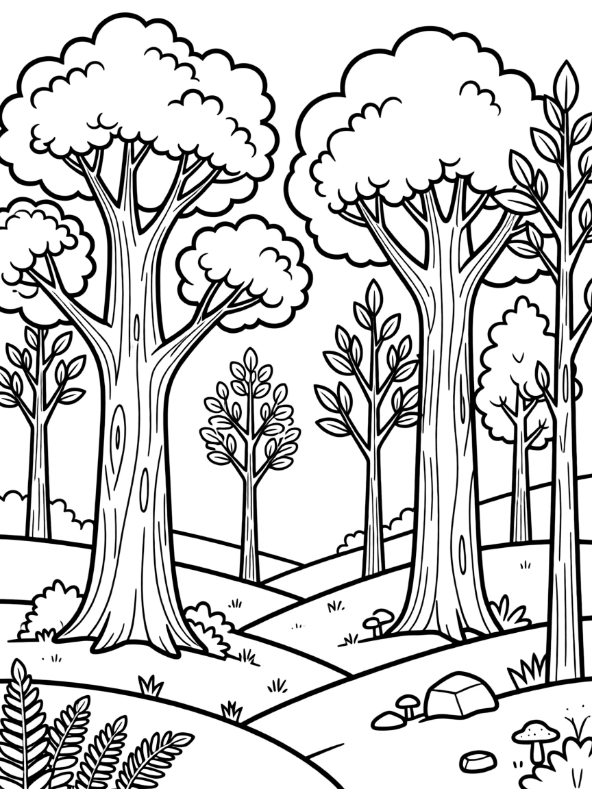 Old growth forest with trees of different ages and sizes